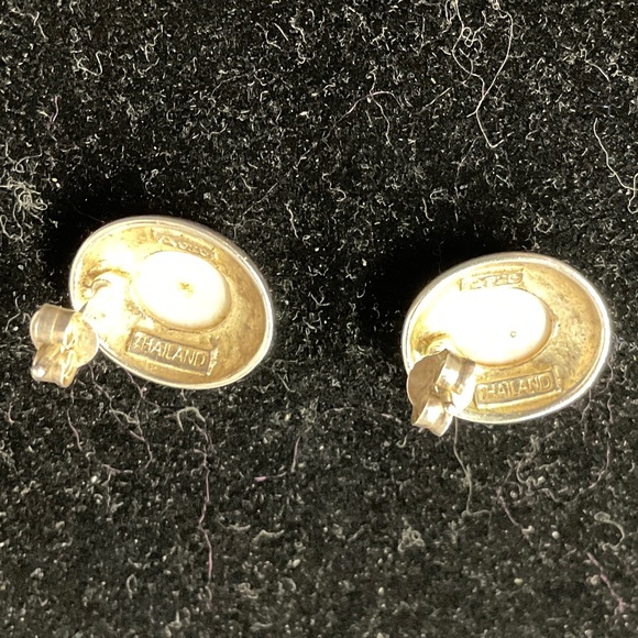 Pink MOP Oval Post Earrings Sterling Silver - Picture 3 of 6